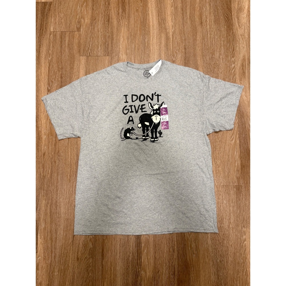 DOM Mens I Don't Give A Rat Donkey Funny Graphic T-Shirt Heather Gray 2XL NWT‎
